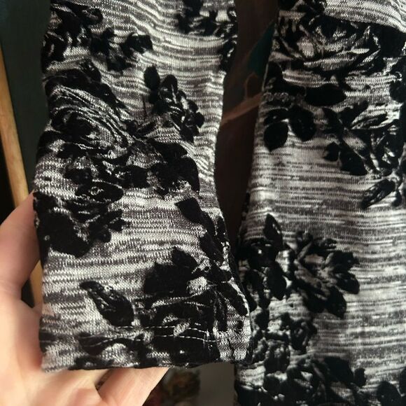 Y2K Mystic Elegant Black and Gray Velvet Floral Dress M - Picture 6 of 16